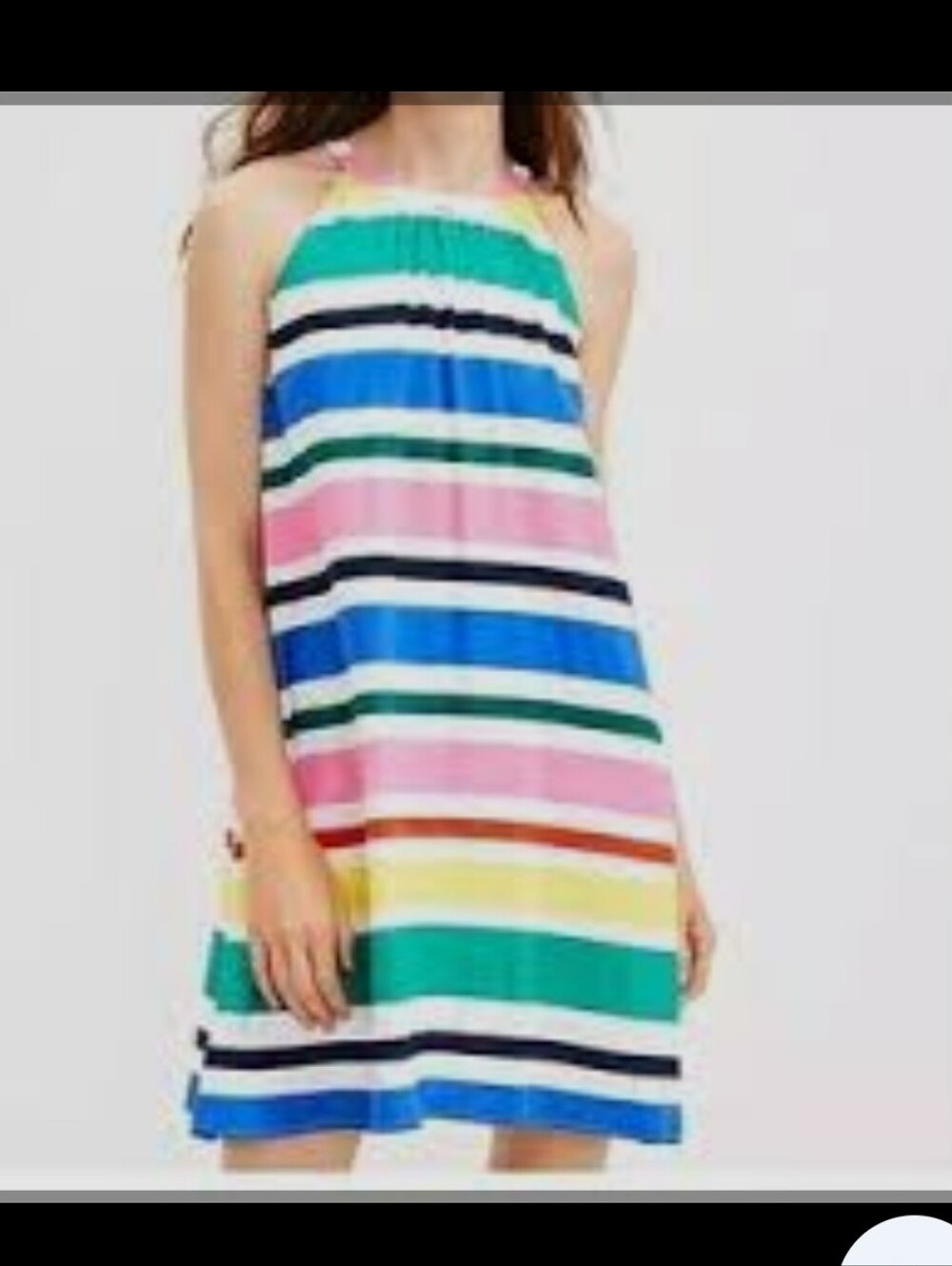 Loft Linen Multicolored Striped Halter Dress